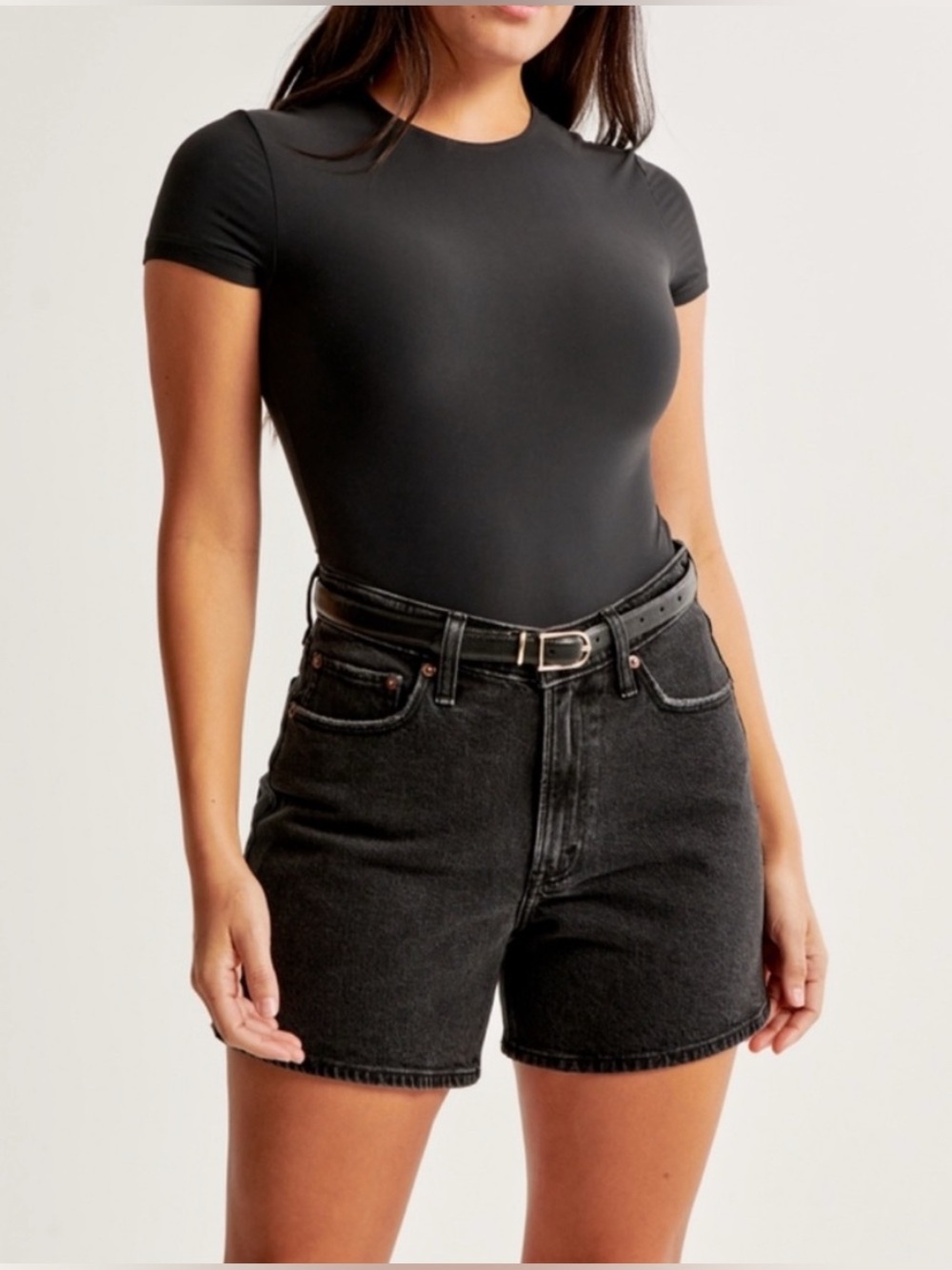 ABERCROMBIE & FITCH Black Gray High Rise The Dad Short - 34